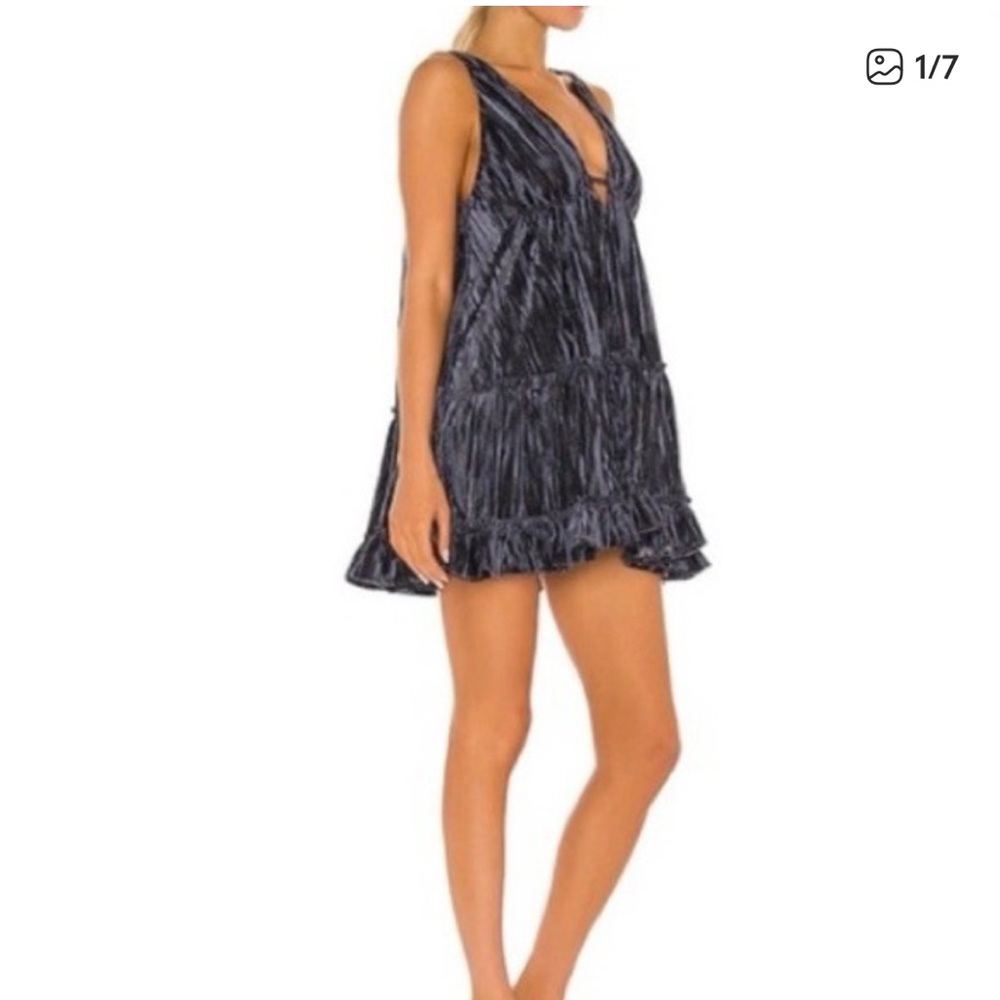 Free People Navy Textured Swing Dress